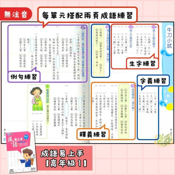 店長推薦 薄本成語首選 康軒國小【成語易上手】3~6年級｜附解答｜【國小國語輔材】 康軒國小 成語易上手 國小國語 成語練習 成語應用 成語理解 成語故事 國小語文 國小成語 附解答