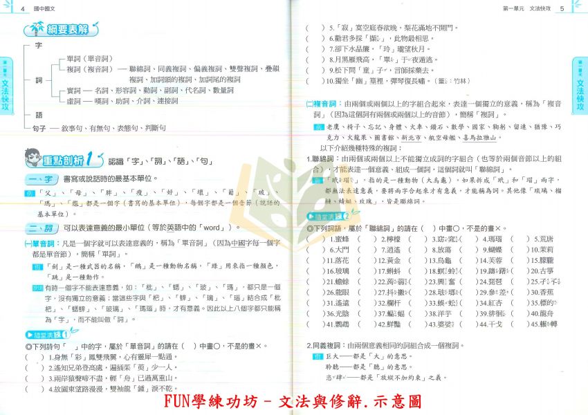 康軒國中 得分王  國中國文 FUN學練功坊 閱讀題組–絕句、律詩、古文/樂府、古詩、古文/詞選、曲選、古文 形音義/文法與修辭/語文常識【國中國文輔材】 