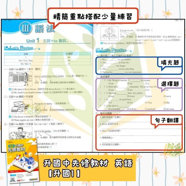 國中暑假先修｜康軒國中 升國中先修教材 國文／英語／數學 升國一（附解答） 國中先修,升國一,康軒教材,國文英語數學,暑假教材,國中預習,銜接課程,附解答,基礎學習,暑假練習本