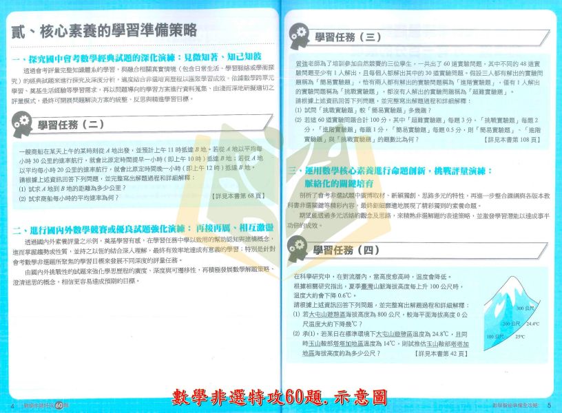 國中會考衝刺 南一【數學非選特攻60題/數學非選關鍵100題/數學素養精選101】｜附解答【國中會考】 南一 國中 數學 非選題 會考 素養 試題 模擬題 題庫 解答 教學 解析 本 非選特攻 關鍵100 素養精選101 國三 總複習 數理輔材