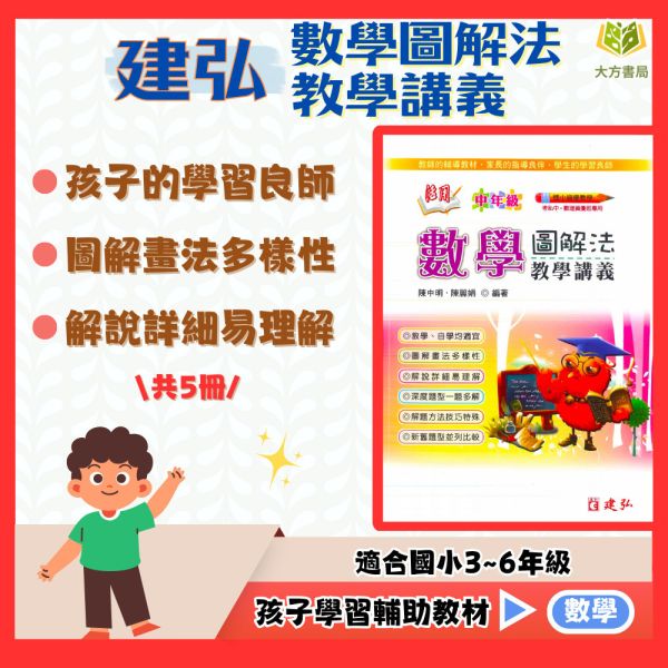 建弘國小 數學圖解法教學講義 國小數學 3~6年級 附解答【國小數學輔材】 圖解法教學講義、建弘國小、3-6年級、數學圖解、應用解題、數學練習、理解教學、國小數學輔材、附解答