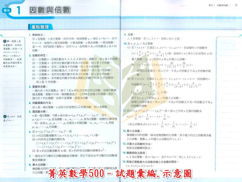 南一書局評鑑測驗中心 國中 菁英數學500–高中全國科學班X數資班–試題彙編/解析本/套書.【國中數理輔材】 