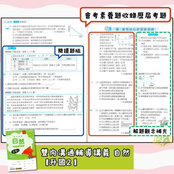 國中暑假先修｜金安國中 雙向溝通輔導講義 1-2冊 全科（國文／英語／數學／自然／地理／歷史／公民）升國二（附解答） 國中先修,暑假教材,升國二,全科複習,金安教材,雙向溝通,國文英語數學,自然社會,附解答,國中講義