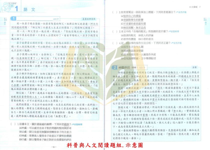 翰林國中 國文閱讀題組300篇 國文新秀閱讀題組 科普與人文閱讀題組【國中國文輔材】 