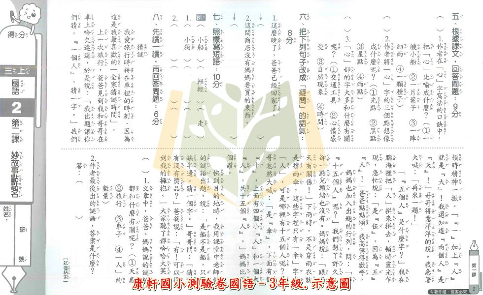 康軒國小 114上 最新版《國小測驗卷》國小1~6年級 國語 數學 生活 自然 社會 附解答+雙面試題 114上, 康軒國小, 國小測驗卷, 國小考卷, 模擬試題, 雙面試題, 可撕式, 國語, 數學, 自然, 社會, 生活, 附解答, 考前複習