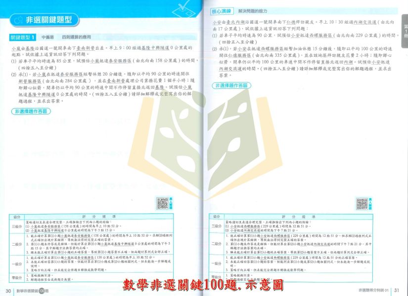 國中會考衝刺 南一【數學非選特攻60題/數學非選關鍵100題/數學素養精選101】｜附解答【國中會考】 南一 國中 數學 非選題 會考 素養 試題 模擬題 題庫 解答 教學 解析 本 非選特攻 關鍵100 素養精選101 國三 總複習 數理輔材