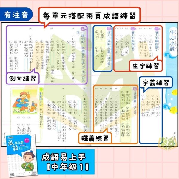 店長推薦 薄本成語首選 康軒國小【成語易上手】3~6年級｜附解答｜【國小國語輔材】 康軒國小 成語易上手 國小國語 成語練習 成語應用 成語理解 成語故事 國小語文 國小成語 附解答