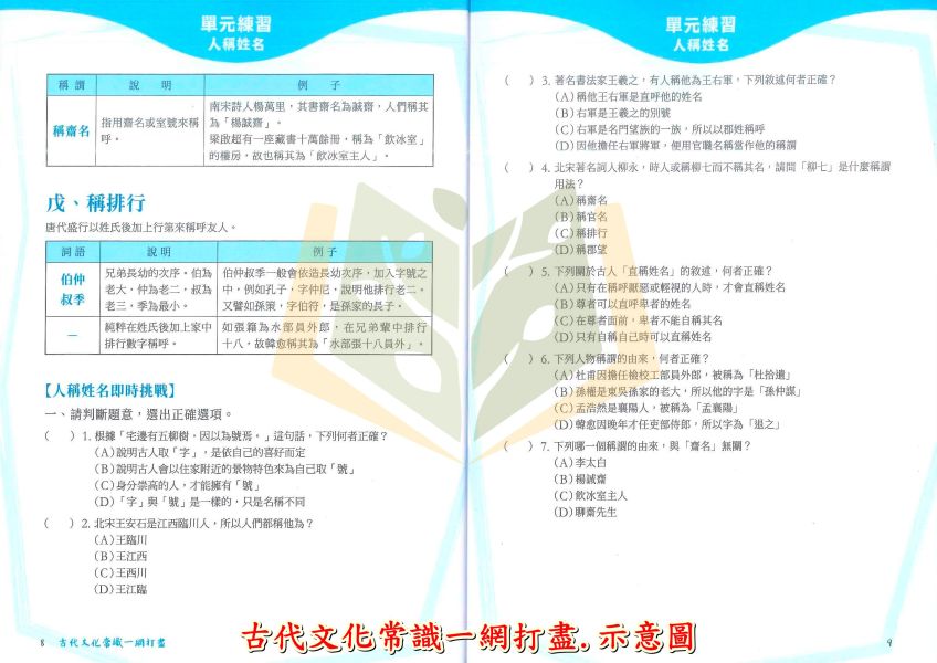 螢火蟲國中【古代文化常識一網打盡】國中 7 8 9 年級｜附解答｜ 