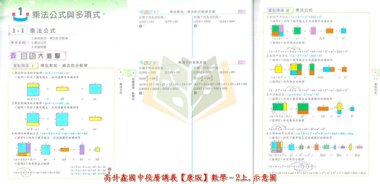 高升鑫國中 段層掃描 數學講義 自然講義 綜合版 適用康軒 翰林 南一 114上 113下 國中1~3年級 附解答 