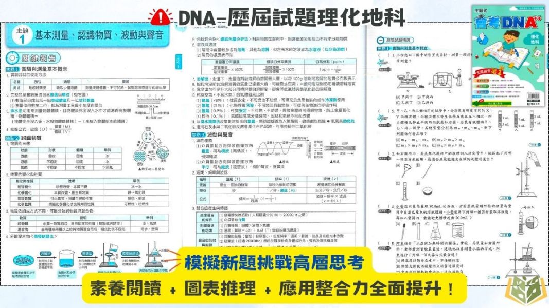 115國中會考 明霖 DNA【主題式歷屆試題】｜國文/英語/數學/自然/生物/理化/地科/社會/地理/歷史/公民 附解答 115會考 金安 考前30天 模擬題本 素養閱讀 會考衝刺 國文 英語 數學 自然 社會 題庫 附詳解 解題技巧 國中會考