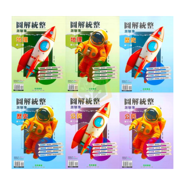 奇鼎國中 圖解統整測驗集【第1~2冊】【第3~4冊】–地理 歷史 公民【國中社會輔材】 