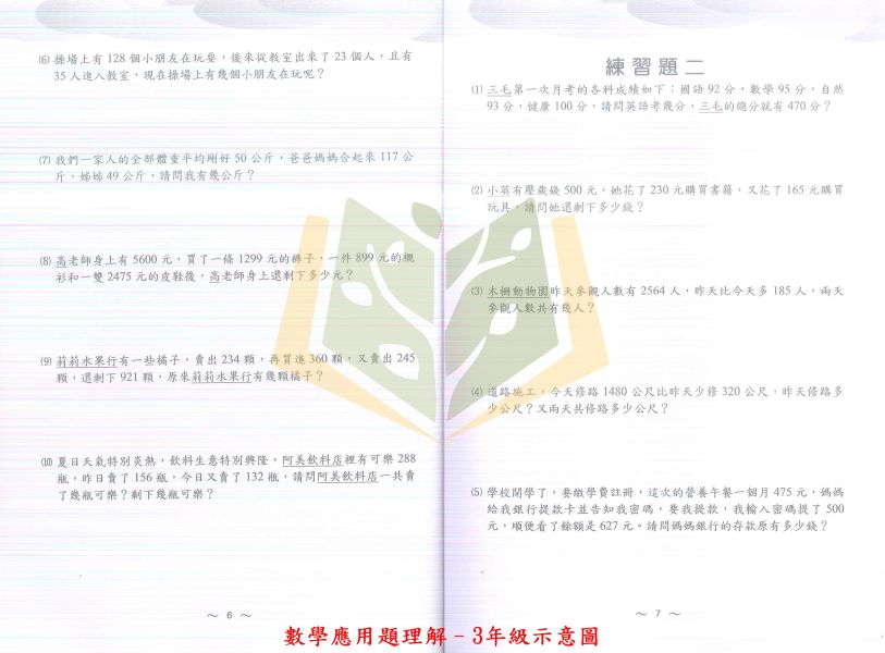 光田國小 數學應用題理解 國小數學 1~6年級 附解答【國小數學輔材】 