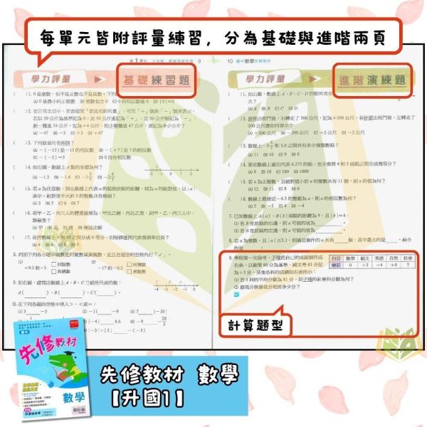 國中暑假先修｜金安國中 英語／數學先修教材 升國一（附解答） 國中先修,升國一,英語數學,金安教材,暑假教材,國中銜接,基礎練習,附解答,國中預習,暑假練習本