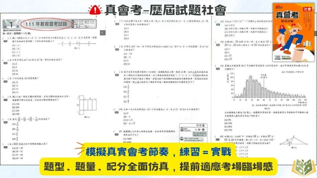115國中會考 康軒【真會考歷屆試題】收錄111年~114年 考古題｜國文/英語/數學/自然/社會/套書 附解答 115會考、國中會考、康軒、真會考、歷屆試題、會考考古題、模擬試題、國文、英文、數學、自然、社會、全科套書、附解答、會考衝刺、素養題、108課綱
