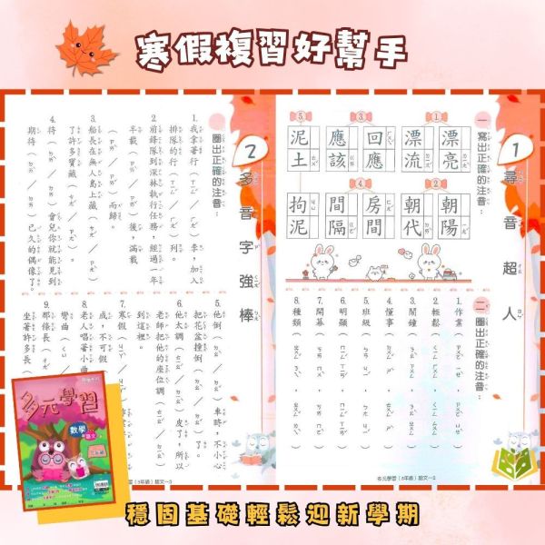 薄本複習首選 高升鑫國小【多元學習/雙想抱】綜合版 1~6年級｜附解答｜【國小寒假先修】 