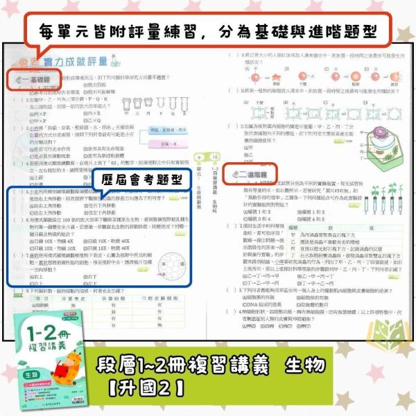 國中暑假先修｜高升鑫國中 數學／生物複習講義 1-2冊 升國二（附解答） 國中先修,升國二,數學生物,高升鑫教材,理科複習,暑假教材,附解答,國中複習,暑假練習本,學習提升