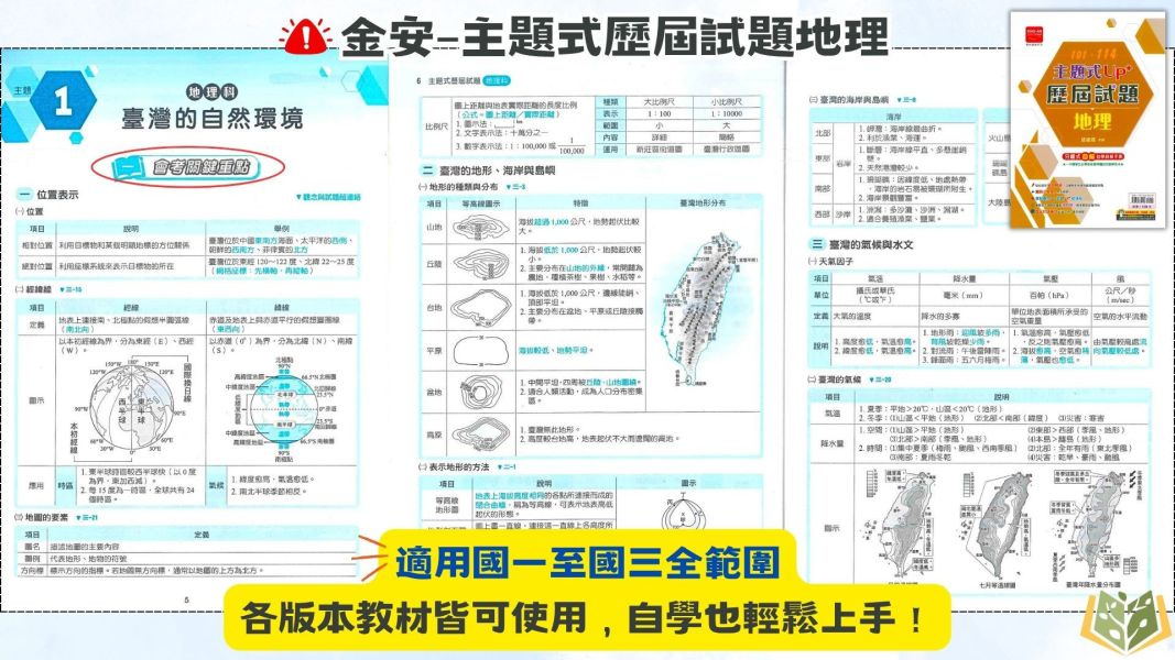 115國中會考 金安【主題式歷屆試題】收錄110年~114年考題｜ 國文/英語/數學/自然/理化+地科/地理/歷史/公民 附解答 國中會考,115會考,金安國中,主題式歷屆試題,國文,英語,數學,自然,理化,地科,地理,歷史,公民,附解答,會考複習