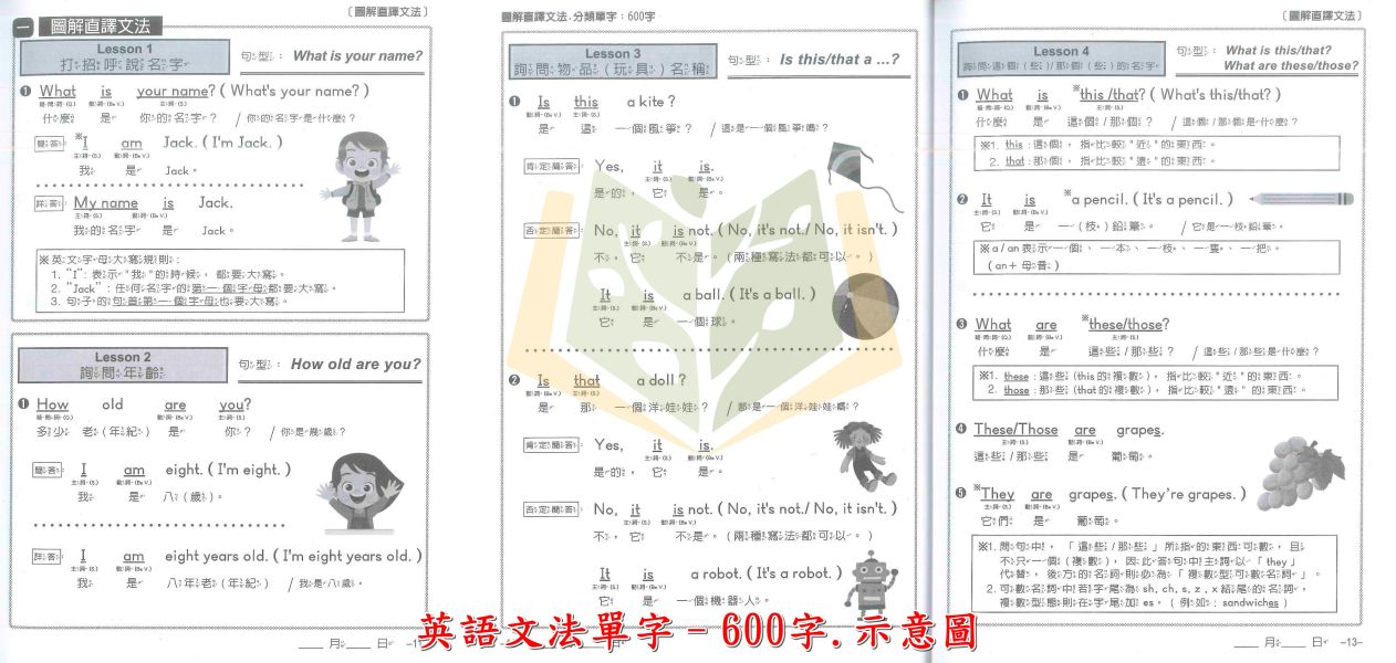 瑞華國小 300字 600字 1200字 2200字 英語初級複試英語文法單字【練習+試卷】【國小/國中英語輔材】 