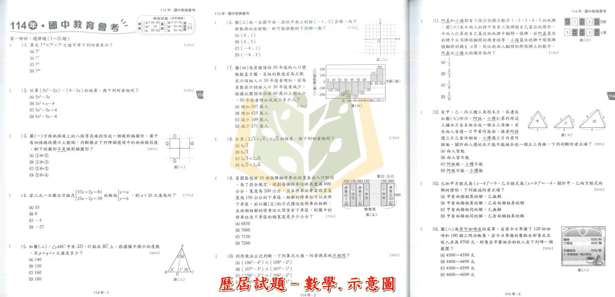 金安國中 115會考 歷屆試題 國文 英語 數學 自然 社會 模擬題本 附解答【國中會考】 國中會考,115會考,金安國中,歷屆試題,國文,英語,數學,自然,社會,模擬題本,會考複習,附解答,考前衝刺