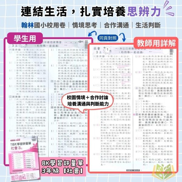 翰林國小 115上｜【國小校用卷】國小8K學習評量單｜國小1~6年級｜國語/數學/生活/自然/社會｜《學用+解答》 翰林國小115上,國小校用卷,8K學習評量單,翰林評量單,國語評量,數學評量,生活評量,自然評量,社會評量,學用,解答