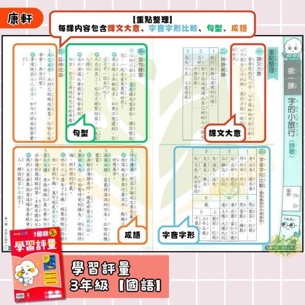 康軒國小 115上｜【學習評量】｜國小1~6年級｜國語/數學/生活/自然/社會｜附練習簿/解答 康軒國小115上,學習評量,國小評量,國語評量,數學評量,生活評量,自然評量,社會評量,練習簿,附解答
