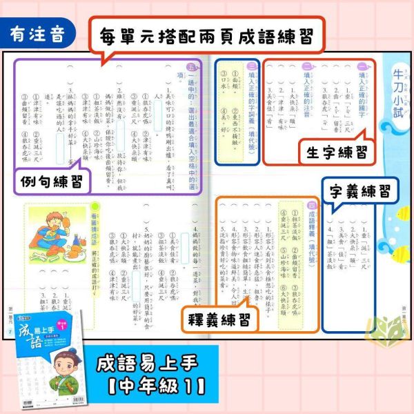 店長推薦 薄本成語首選 康軒國小【成語易上手】3~6年級｜附解答｜【國小國語輔材】 康軒國小 成語易上手 國小國語 成語練習 成語應用 成語理解 成語故事 國小語文 國小成語 附解答