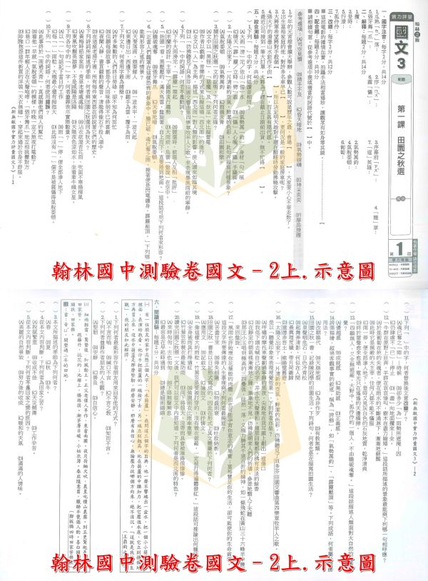 翰林國中 國中測驗卷 114上 113下 國中1~3年級 國文 英語 數學 自然 社會 雙面試題 附解答 