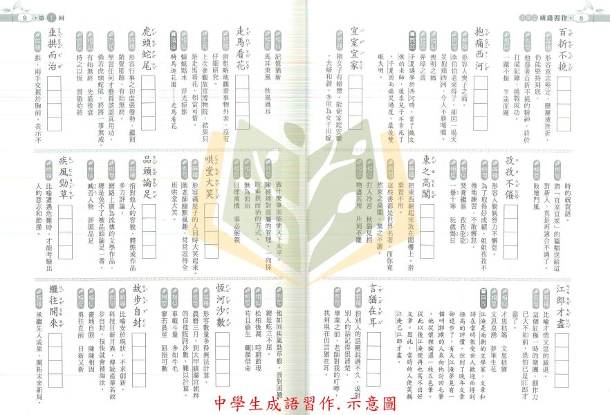 金安國中 閱讀解策略 文意思考判讀 中學生成語習作 附解答 