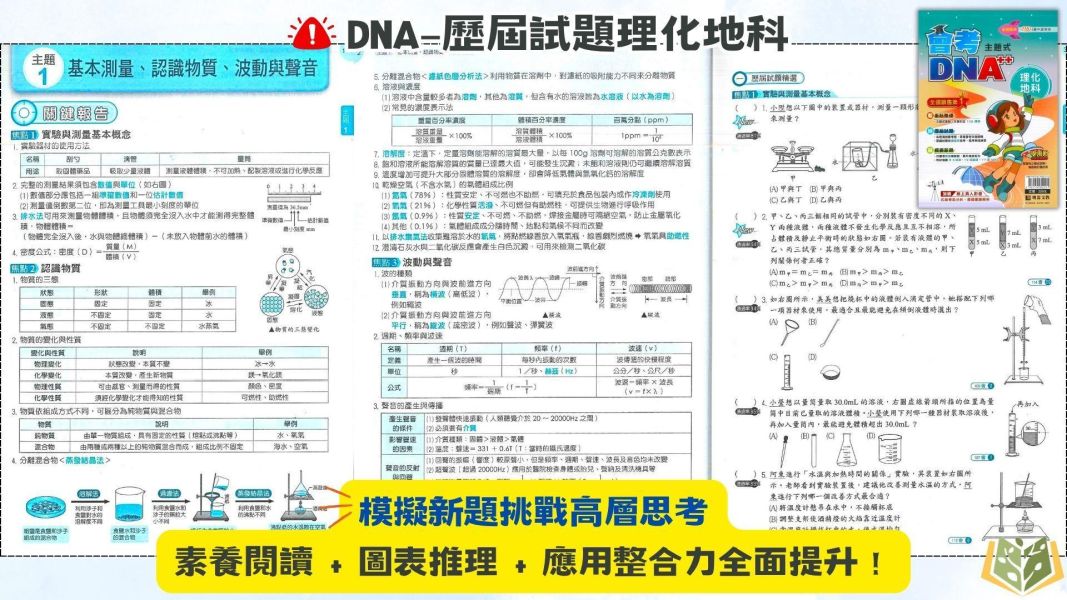 116國中會考 明霖 DNA【主題式歷屆試題】｜國文/英語/數學/自然/生物/理化/地科/社會/地理/歷史/公民 附解答 116會考 金安 考前30天 模擬題本 素養閱讀 會考衝刺 國文 英語 數學 自然 社會 題庫 附詳解 解題技巧 國中會考