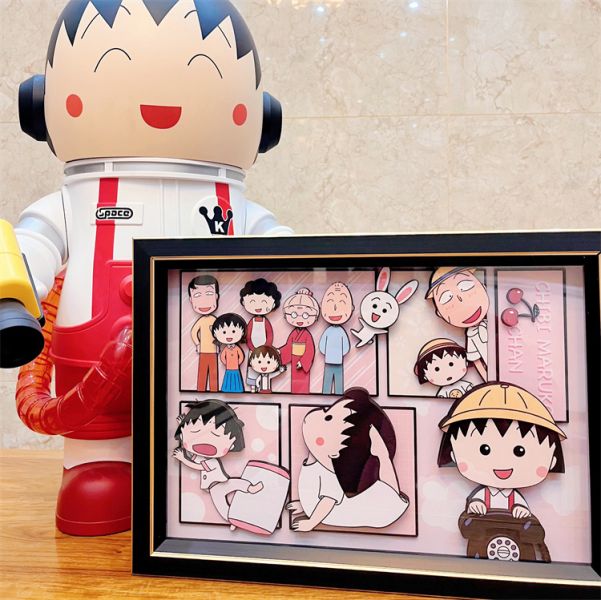 【海外代購】萌萌匠 櫻桃小丸子全家福 裝飾立體畫01 