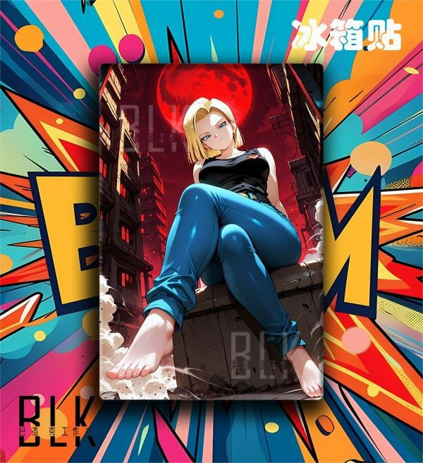 【海外代購】巴洛克 《月下18號》拉姿麗lazuli七龍珠人造人裝飾畫冰箱貼 