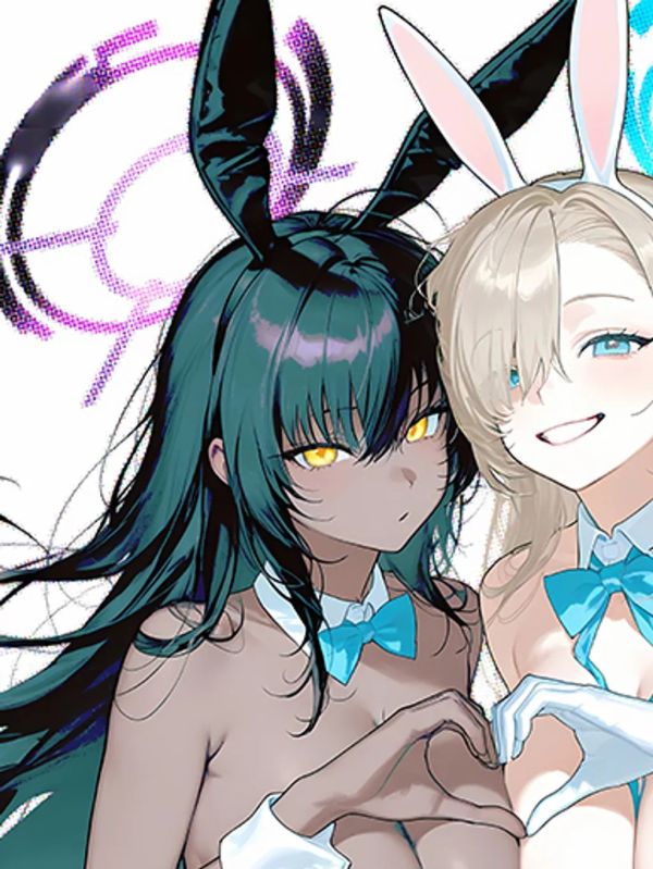 【海外代購】巴洛克《黑白兔》蔚藍檔案裝飾畫冰箱貼 