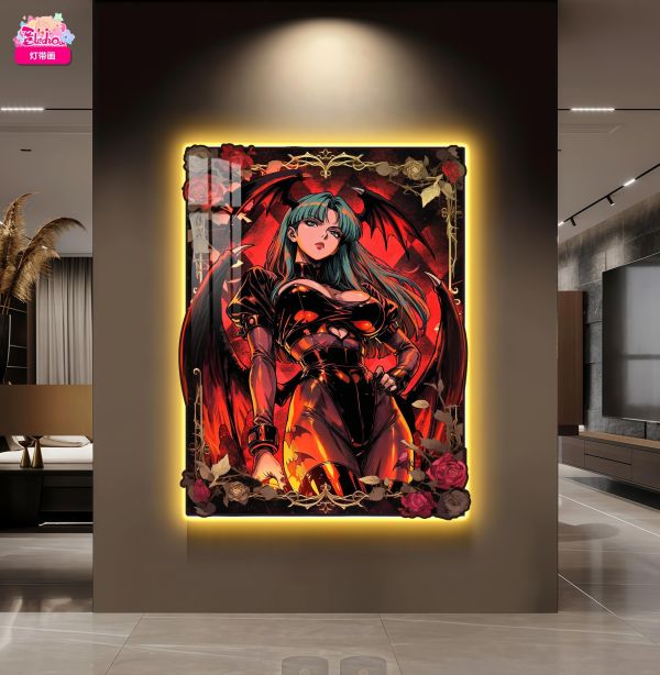 【海外代購】阿喵畫社 破敗薔薇 莫莉卡 超大常亮氛圍裝飾燈帶畫 