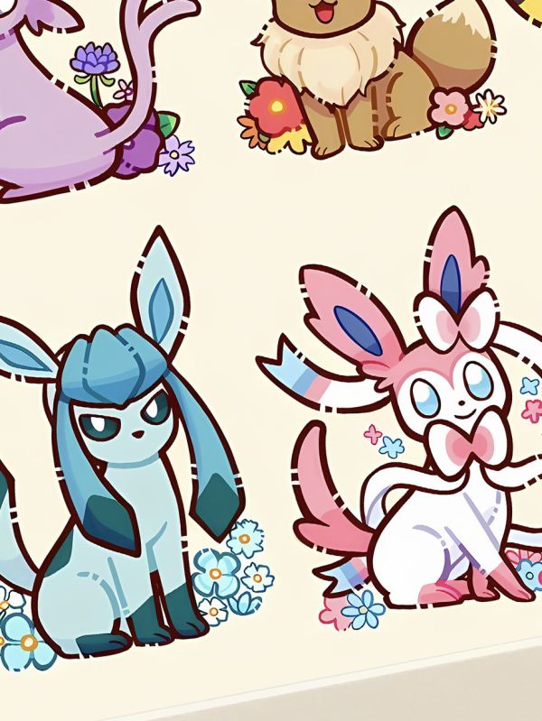 【海外代購】星空 《伊布全家福》寶可夢神奇寶貝仙子月亮裝飾畫 