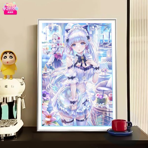 【海外代購】阿喵畫社 女僕 神裡綾華臻彩款 原神新品12K主題超清裝飾畫 床頭地墊 冰箱貼 