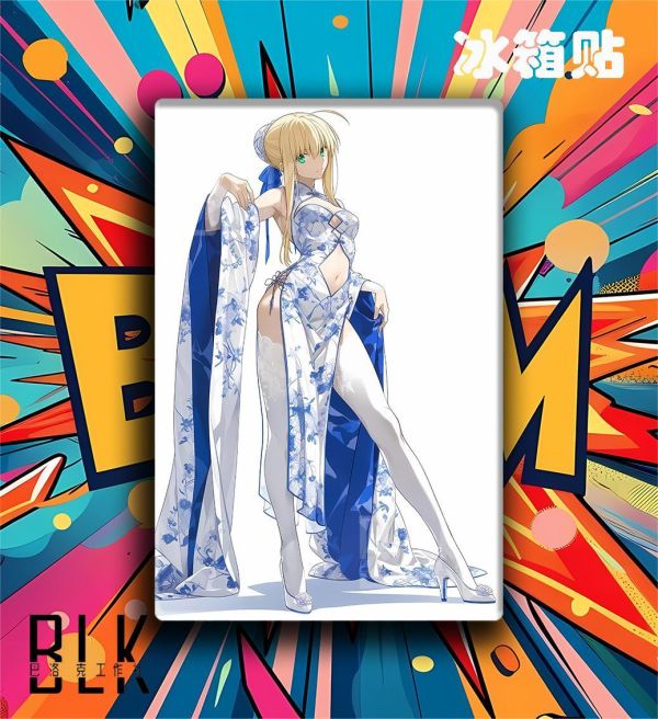 【海外代購】巴洛克 《旗袍saber》阿爾托莉雅·潘德拉貢亞瑟王裝飾畫冰箱貼 