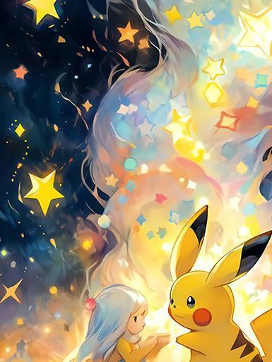 【海外代購】巴洛克 《星星皮卡丘》神奇寶貝皮卡丘寶可夢神奇寶貝小智動漫裝飾畫冰箱貼 