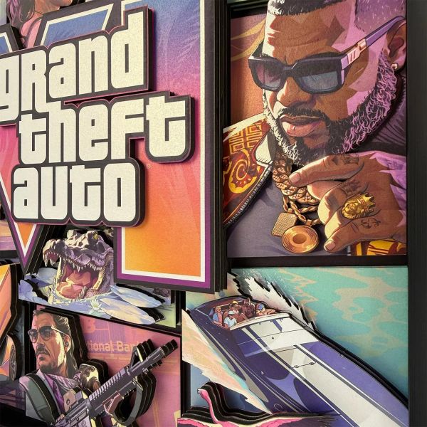 【海外代購】凹凸 PANDA 俠盜獵車手GTA6給他a罪惡都市R星裝飾畫 