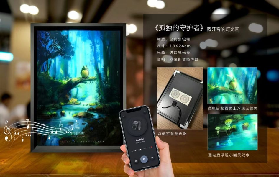 【海外代購】萌萌匠 宮崎駿 治癒藍牙音箱 導光畫 龍貓無臉男與小幽靈 