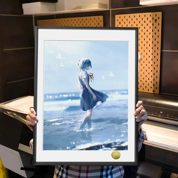 【海外代購】皇呱 《海與綾波麗》藍調海潮靜立此間裝飾畫 午睡毯 地毯 