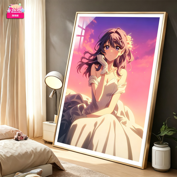 【海外代購】阿喵畫社 晚霞 婚紗 櫻島麻衣金色款 新品青春豬頭少年8k超清裝飾畫 