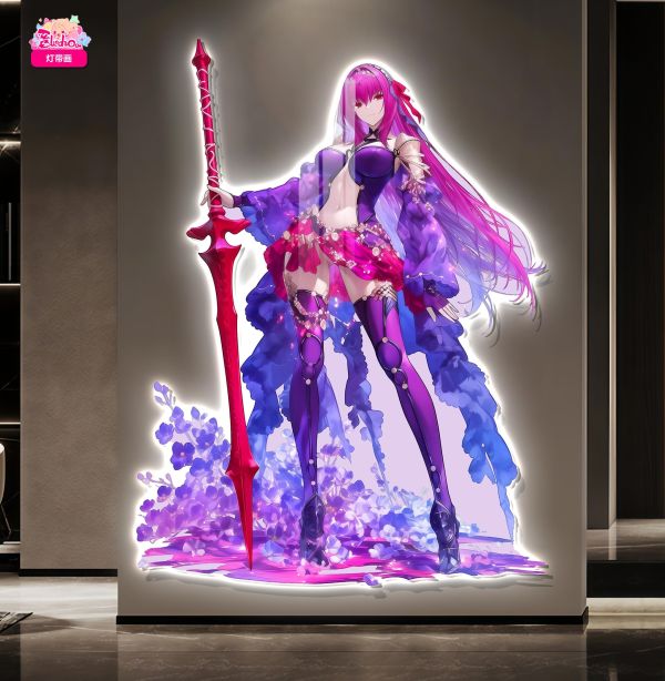 【海外代購】阿喵畫社 Fate影之國弒神之槍 斯卡哈 大常亮氛圍裝飾燈帶畫 