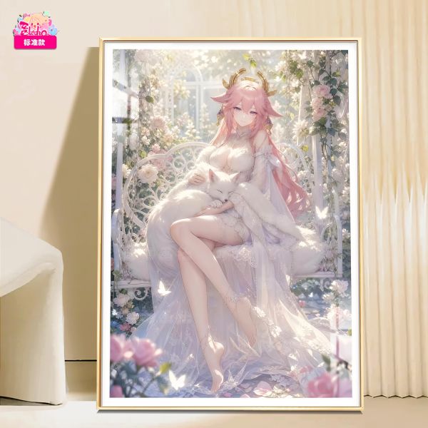 【海外代購】阿喵畫社 玫瑰後花園 八重神子 新品12K主題超清裝飾畫 床頭地墊 冰箱貼 