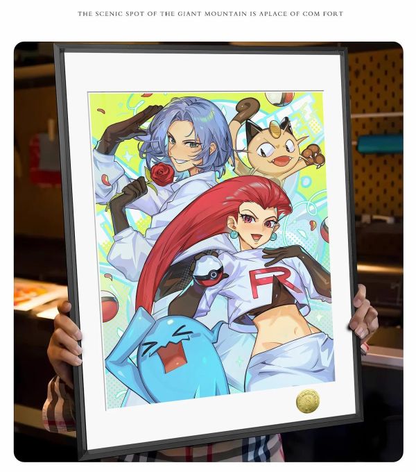 【海外代購】皇呱 《可愛又迷人的反派角色》寶可夢火箭隊裝飾畫 午睡毯 地毯 