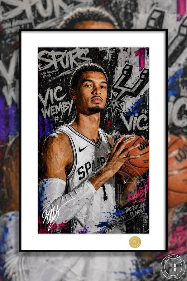 【海外代購】H2 《文班亞馬》NBA聖安東尼奧馬刺維克托裝飾畫 