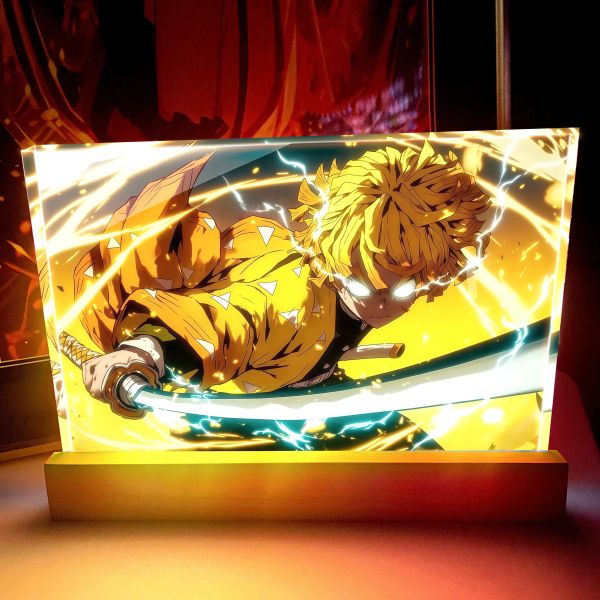 【海外代購】阿喵畫社 鬼滅之刃 炎柱善逸 23cm大號特效發光手辦架展示磚 