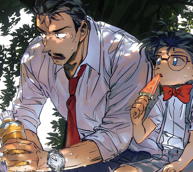 【海外代購】H2 《夏日二人組》名偵探柯南毛利小五郎柯南動畫二次元裝飾畫 