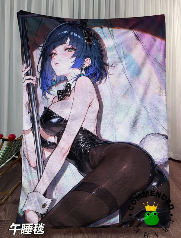 【海外代購】皇呱 《幽藍兔影》原神夜蘭兔女郎裝飾畫 午睡毯 地毯 