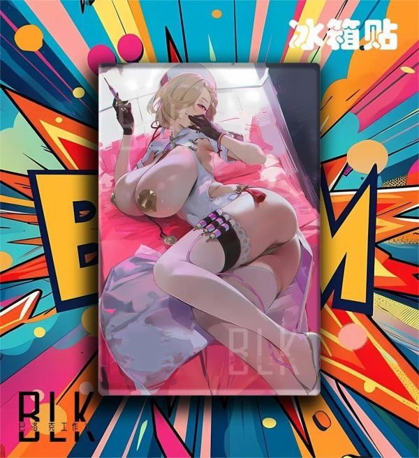 【海外代購】巴洛克 《粉色護士》裝飾畫冰箱貼 