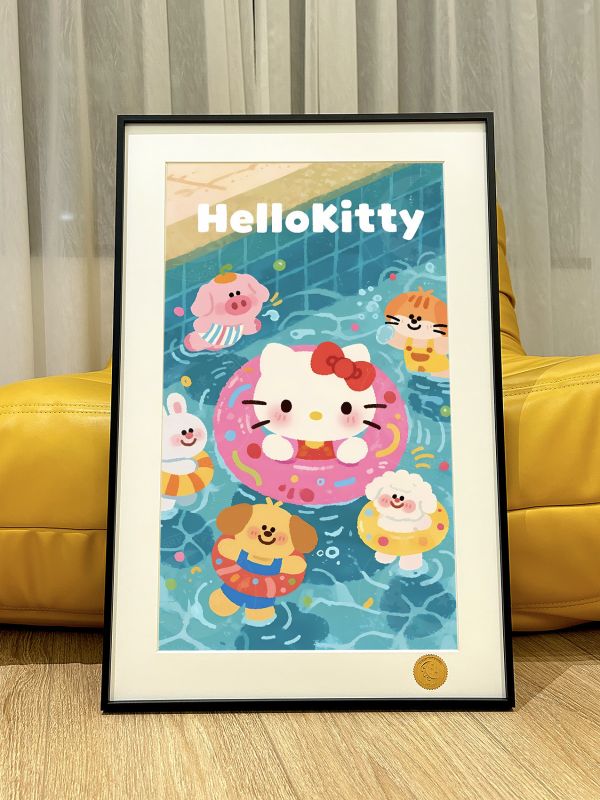 【海外代購】星空 《泳池kitty貓》Hello Kitty凱蒂貓堤提貓吉蒂貓裝飾畫 